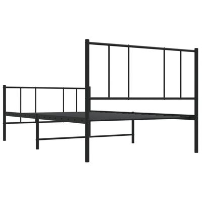 vidaXL Metal Bed Frame without Mattress with Footboard Black 100x190 cm