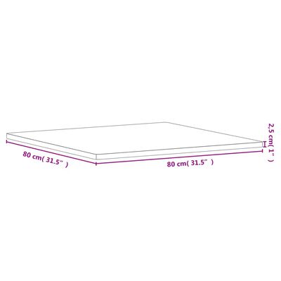 vidaXL Table Top 80x80x2.5 cm Square Solid Wood Beech