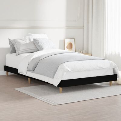 vidaXL Bed Frame without Mattress Black 90x200 cm Engineered Wood