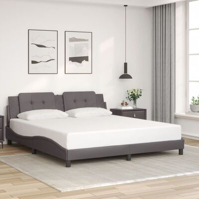 vidaXL Bed Frame with LED without Mattress Grey 180x200 cm Super King