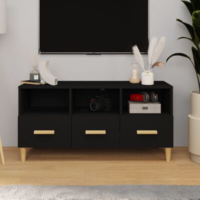 vidaXL TV Cabinet Black 102x36x50 cm Engineered Wood