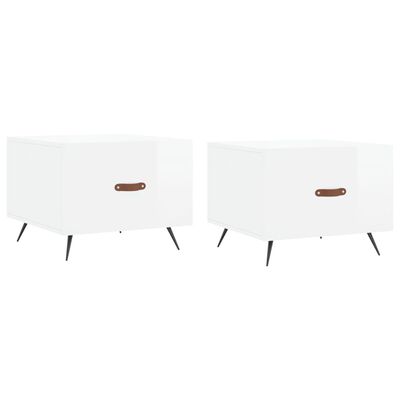 vidaXL Coffee Tables 2pcs High Gloss White 50x50x40 cm Engineered Wood