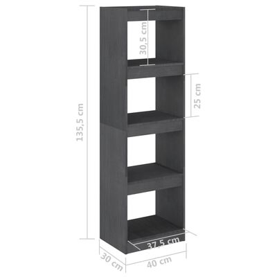 vidaXL Book Cabinet Room Divider Grey 40x30x135.5 cm Pinewood