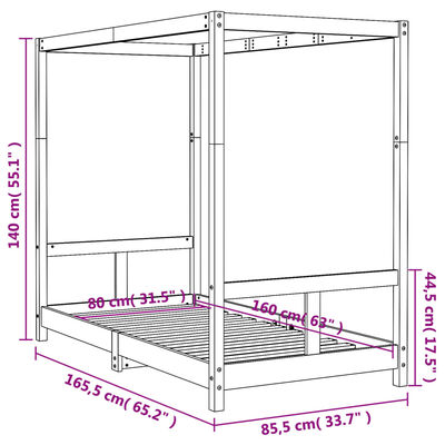 vidaXL Kids Bed Frame White 80x160 cm Solid Wood Pine