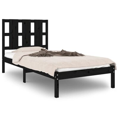 vidaXL Bed Frame without Mattress Black 100x200 cm Solid Wood Pine