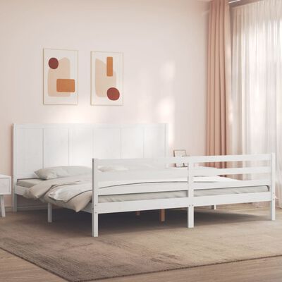 vidaXL Bed Frame without Mattress White Super King Size Solid Wood