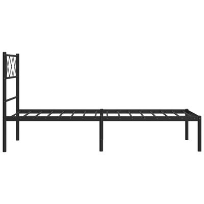 vidaXL Metal Bed Frame with Headboard Black 100x190 cm