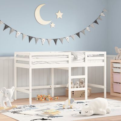 vidaXL Kids' Loft Bed without Mattress with Ladder White 90x190 cm Single