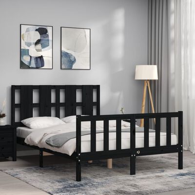 vidaXL Bed Frame without Mattress Black 140x200 cm Solid Wood Pine