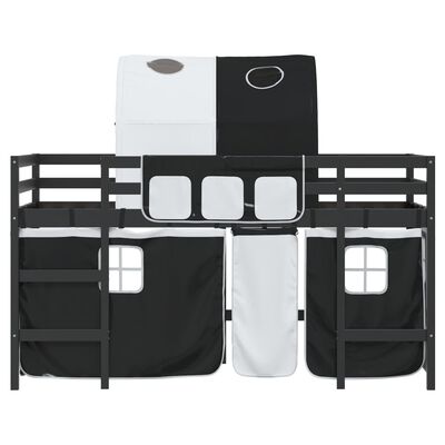 vidaXL Kids' Loft Bed with Tunnel without Mattress White&Black 90x200 cm