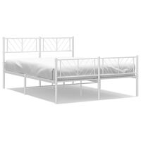 vidaXL Metal Bed Frame without Mattress with Footboard White 120x190 cm Small Double