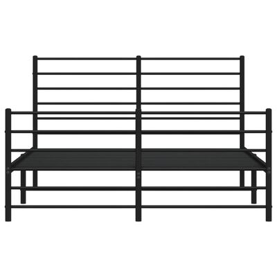 vidaXL Metal Bed Frame without Mattress with Footboard Black 140x200 cm