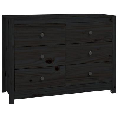 vidaXL Side Cabinet Black 100x40x72 cm Solid Wood Pine