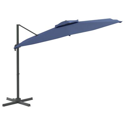 vidaXL Double Top Cantilever Garden Parasol Azure Blue 300x300 cm