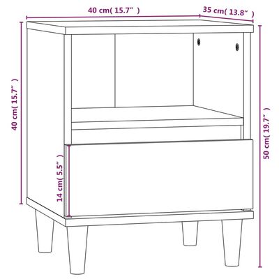 vidaXL Bedside Cabinet Brown Oak 40x35x50 cm