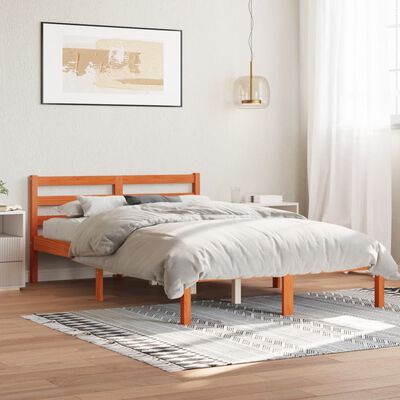 vidaXL Bed Frame without Mattress Wax Brown 150x200 cm King Size Solid Wood Pine