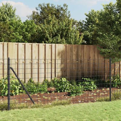 vidaXL Wire Mesh Fence with Spike Anchors Anthracite 0.8x25 m