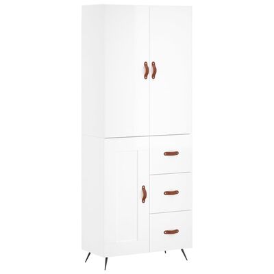 vidaXL Highboard High Gloss White 69.5x34x180 cm Engineered Wood