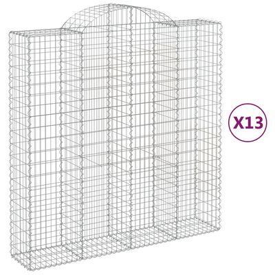 vidaXL Arched Gabion Baskets 13 pcs 200x50x200/220 cm Galvanised Iron