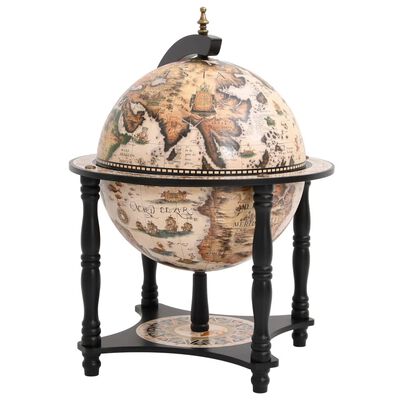 vidaXL Globe Bar Wine Stand Black Solid Wood Eucalyptus