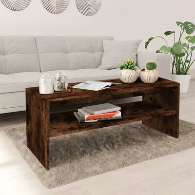 vidaXL Coffee Table Smoked Oak 100x40x40 cm Engineered Wood