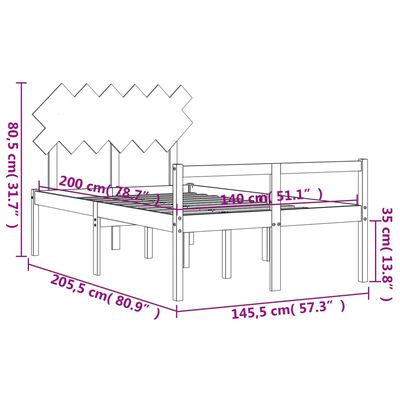 vidaXL Senior Bed without Mattress White 140x200 cm Solid Wood