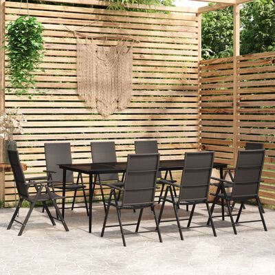 vidaXL 9 Piece Garden Dining Set Black