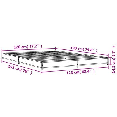 vidaXL Bed Frame without Mattress Sonoma Oak 120x190 cm Small Double