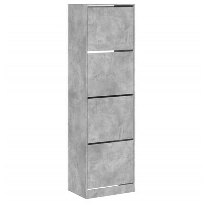 vidaXL Shoe Cabinet with 4 Flip-Drawers Concrete Grey 60x42x204 cm