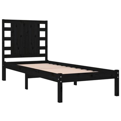 vidaXL Bed Frame without Mattress Black 90x190 cm Single Solid Wood