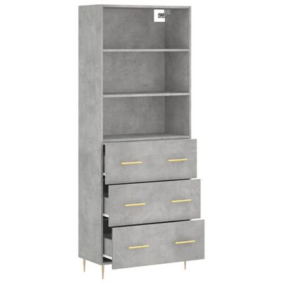 vidaXL Highboard Concrete Grey 69.5x34x180 cm Engineered Wood