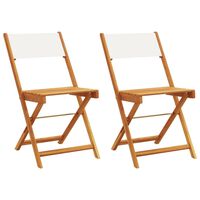 vidaXL Bistro Chairs 2 pcs Cream White Solid Wood Acacia and Fabric