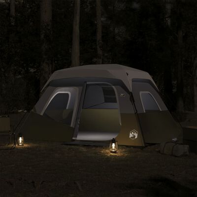 vidaXL Family Tent with LED 6-Person Light Green Quick Release