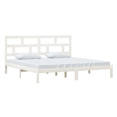 vidaXL Bed Frame without Mattress White Solid Wood Pine 200x200 cm (810038+814215)