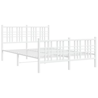 vidaXL Metal Bed Frame without Mattress with Footboard White 120x200 cm