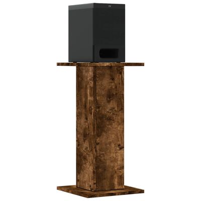 vidaXL Speaker Stands 2 pcs Smoked Oak 30x30x60 cm Engineered Wood