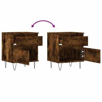 vidaXL Bedside Cabinets 2 pcs Smoked Oak 40x35x50 cm Engineered Wood