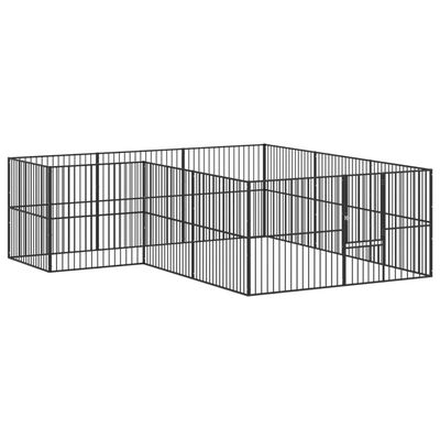 vidaXL Dog Playpen 12 Panels Black Galvanised Steel