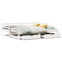 vidaXL Daybed with Trundle and Drawers without Mattress White 90x200 cm