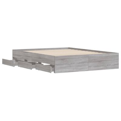 vidaXL Bed Frame with Drawers without Mattress Grey Sonoma 140x200 cm