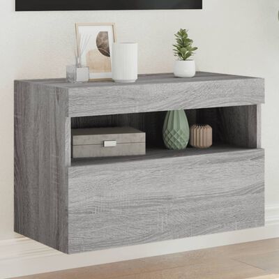 vidaXL TV Wall Cabinet with LED Lights Grey Sonoma 60x30x40 cm