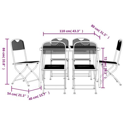 vidaXL 7 Piece Garden Dining Set Anthracite Metal Mesh