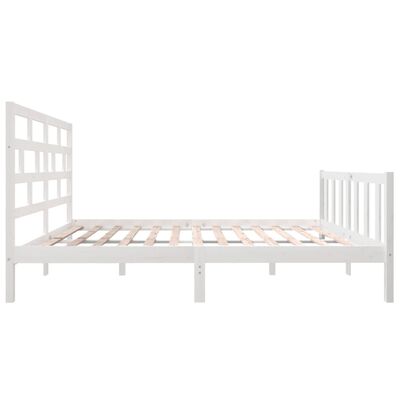 vidaXL Bed Frame without Mattress White Solid Wood 160x200 cm (810093+814205)