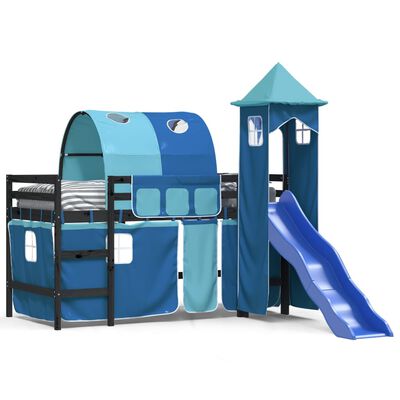 vidaXL Kids' Loft Bed with Tower without Mattress Blue 80x200 cm