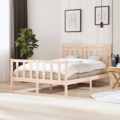 vidaXL Bed Frame without Mattress Solid Wood 140x190 cm (810062+814094)