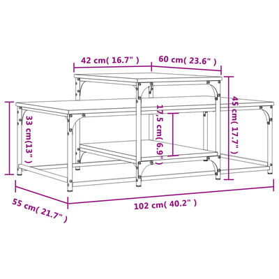 vidaXL Coffee Table Grey Sonoma 102x60x45 cm Engineered Wood