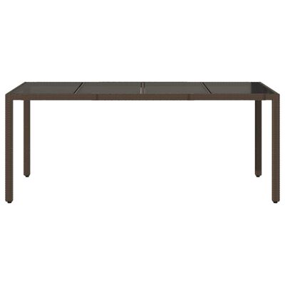 vidaXL Garden Table with Glass Top Brown 90x90x75 cm Poly Rattan