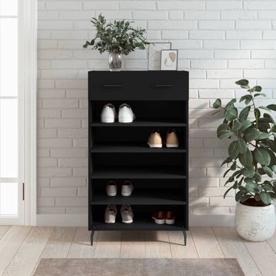 vidaXL Shoe Cabinet Black 60x35x105 cm Engineered Wood