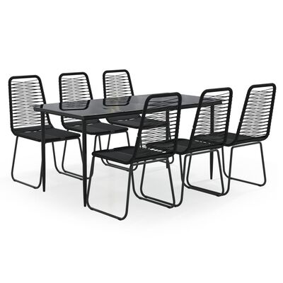 vidaXL 7 Piece Garden Dining Set Black