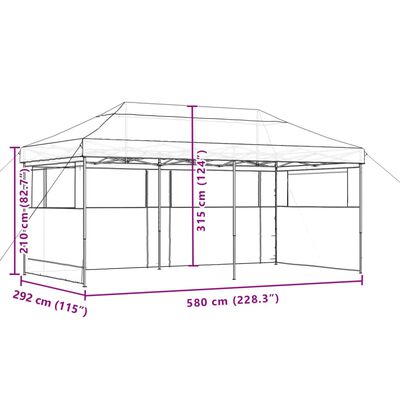 vidaXL Foldable Party Tent Pop-Up with 3 Sidewalls Taupe